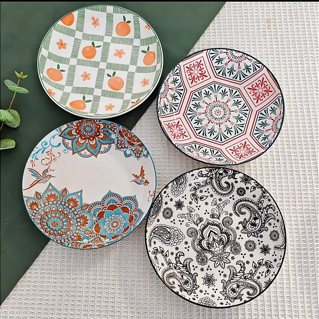 Piring Keramik Korea Batik 8 inch / 20cm