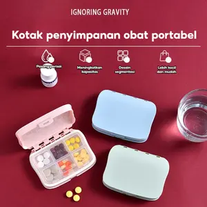 Tempat Obat Portable Premium Kotak Pil Vitamin Organizer Harian & Mingguan 6 Ruang