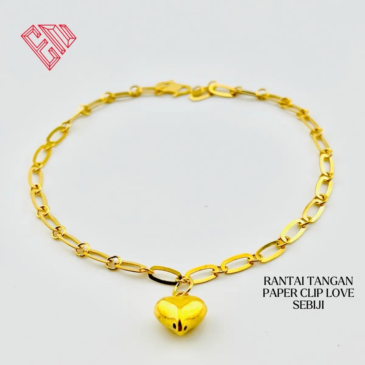 Rantai Tangan Paper Clip Simple Love Sebiji Minimalist