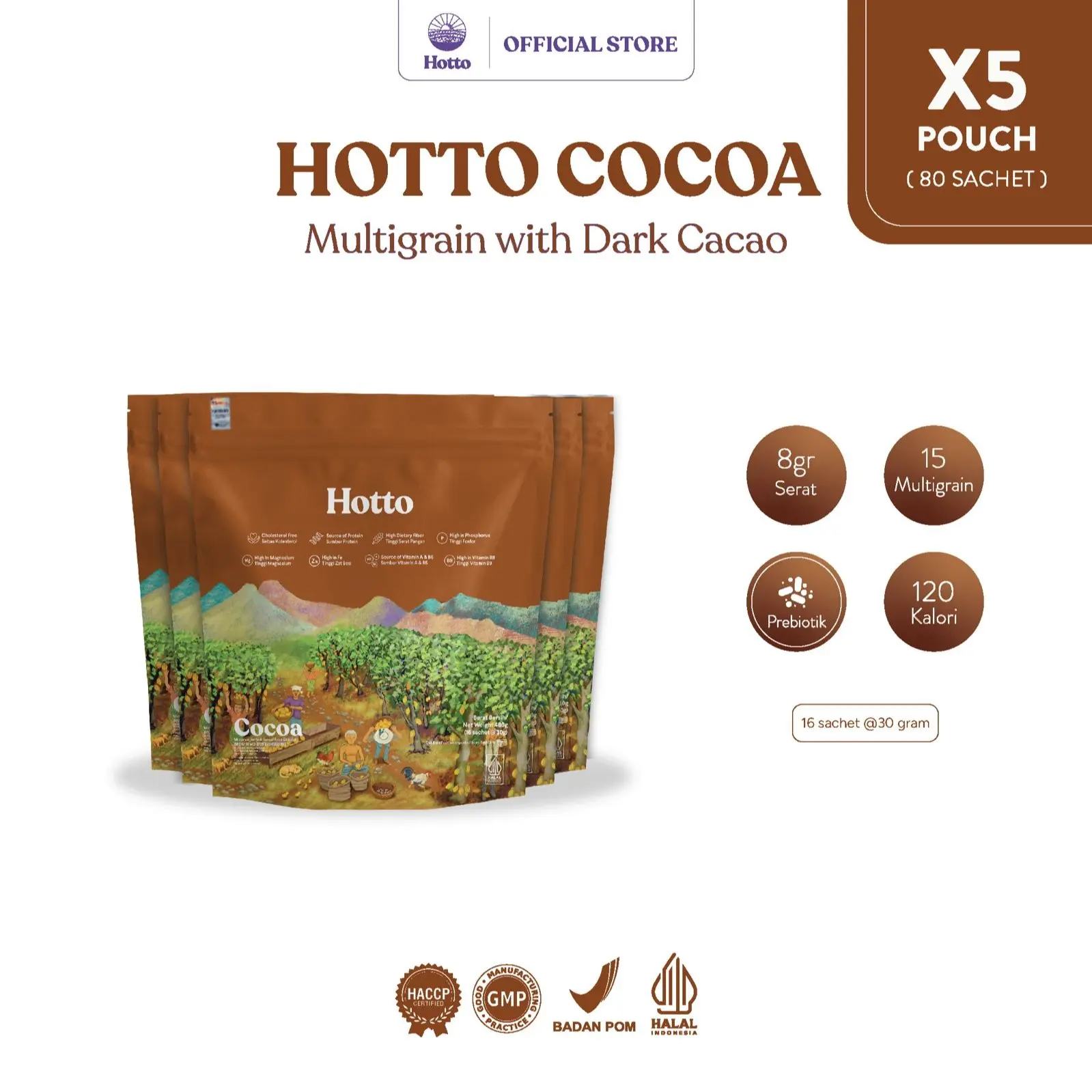 Hotto Cocoa 5 Pouch (80 sachet)