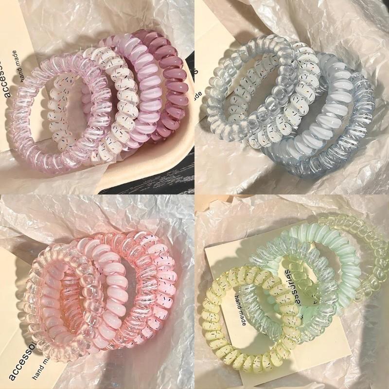 Set 4 Dây Cột Tóc Lò Xo Nhiều Màu Kẹo Ngọt Dây Buộc Tóc Đuôi Ngựa Cho Nữ