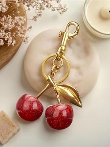 Llavero de Diseño de Cereza Lindo, Colgantes para Bolsas, Llavero de Aleación a la Moda para Mujeres y Niñas, Llavero Elegante y Comodín para Regalo de Cumpleaños