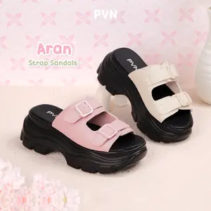 PVN Aran Strap Sandals Hitam Krem Wanita 217