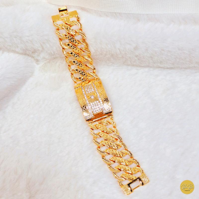 (Beli 2 Bonus 1 Random)Gelang Rantai Plat Ukir Labirin Warna Gold 22k Kualitas Premium|Aksesoris Wanita-Anti Karat Anti Hitam 3