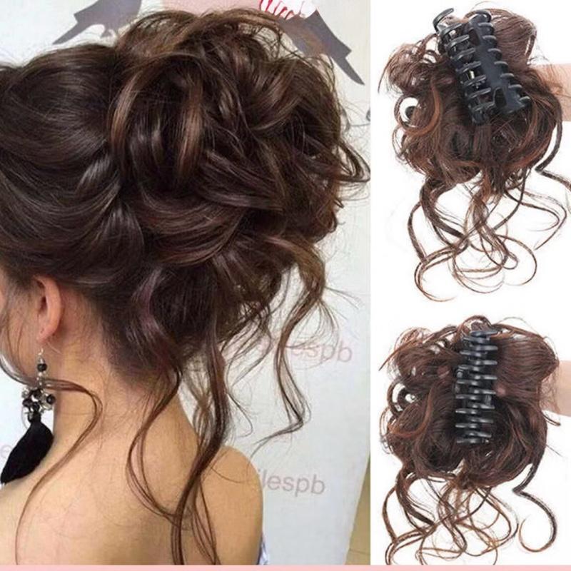  Tóc giả búi kẹp ngoặm xoăn lơi búi cột xoăn trung niên cho nữ TG517 