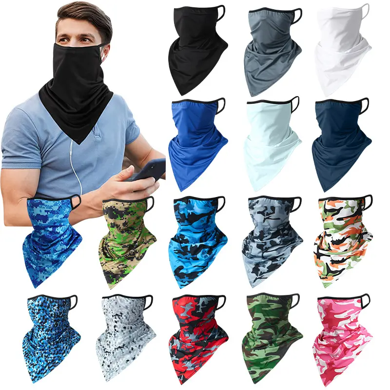 【 R.sea 】 selendang leher halter telinga selendang segi tiga topeng kesatria kain ais anti-UV pelindung matahari pembalut selendang bernafas kalis habuk lap muka topeng motosikal menunggang luar Microfiber Mask Outdoor topeng rider