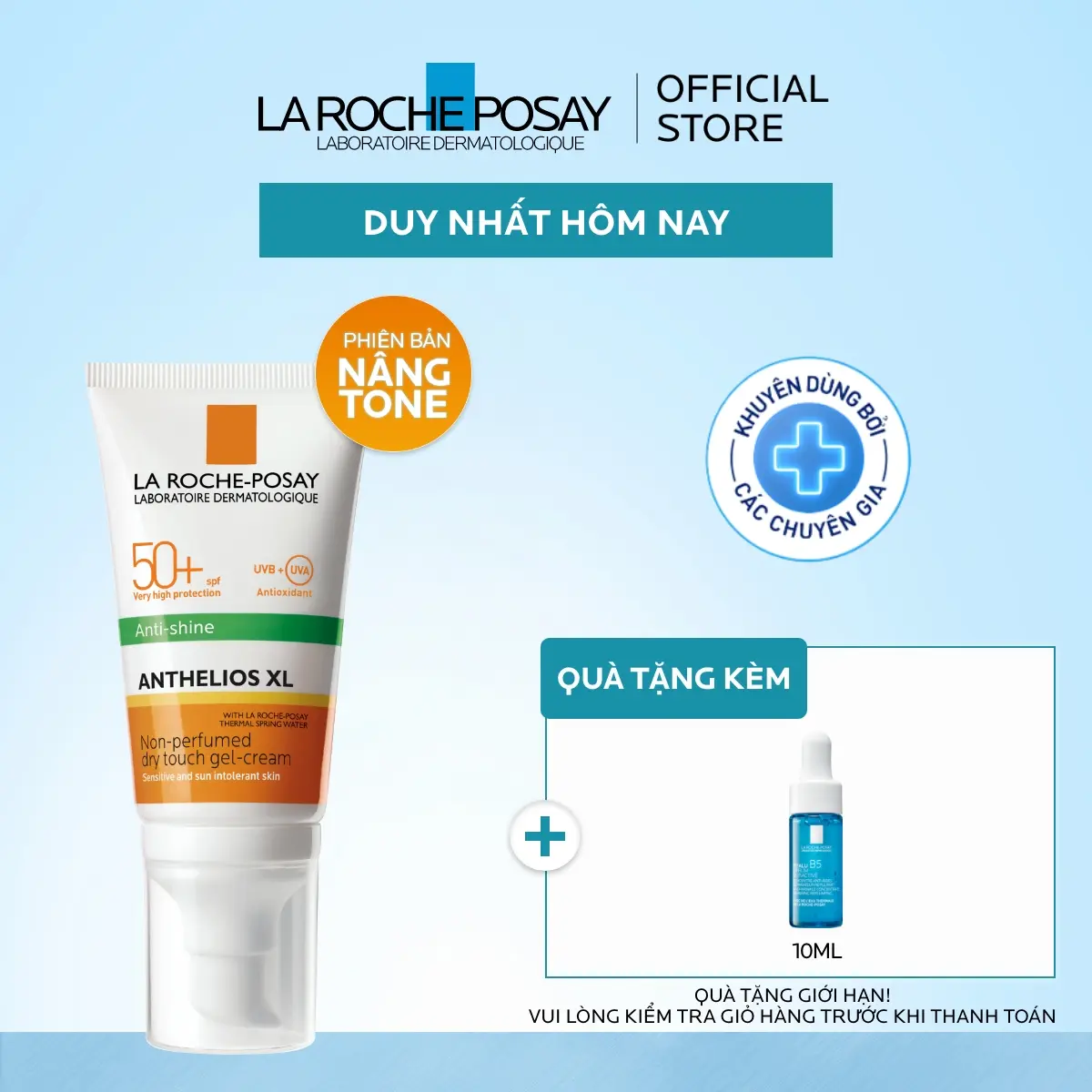 Kem chống nắng La Roche-Posay nâng tone cho da dầu giúp bảo vệ da toàn diện và kiềm dầu đến 12 giờ Anthelios XL SPF 50+, PA++++