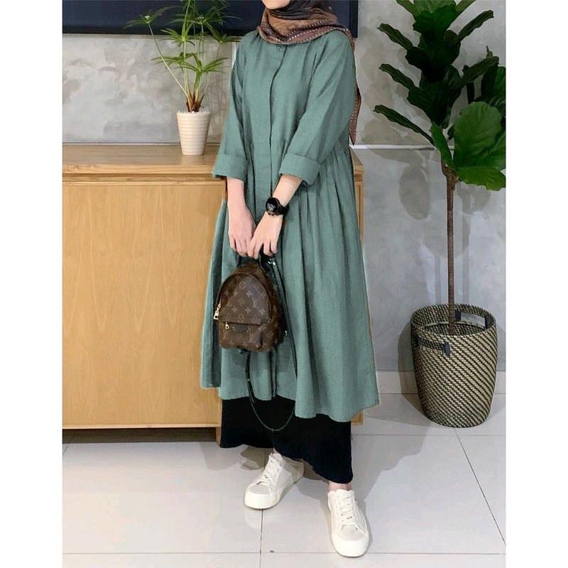ATASAN WANITA LONG TUNIK  Muslim FFA SERIES BAHAN RAYON TWILL PREMIUM  Tebal DAN  Lembut   size S, M, L, XL, XXL 7