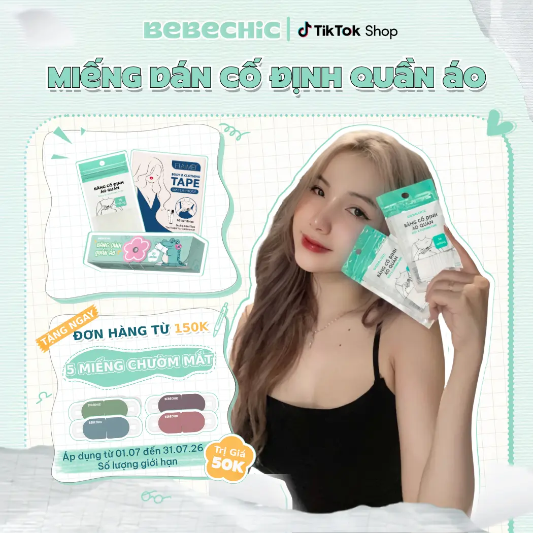 Miếng Dán Cố Định Quần Áo BEBECHIC Băng Dính Thời Trang 2 Mặt Trong Suốt, Chống Hở