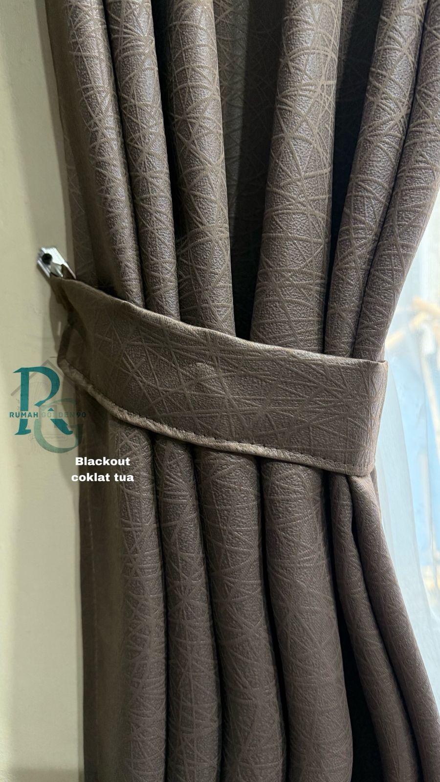 Gorden Jendela Dan Pintu Kamar Aesthetic Gordeng Penyekat Ruang Tamu Minimalis Polos Bahan Blackout Tebal Serat Embos sudah terdapat Tali