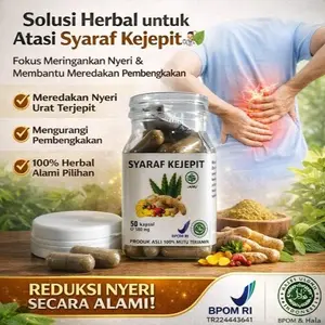 Kapsul Syaraf Kejepit Herbal 50Kapsul Murni Daun Sidaguri Jahe Kunyit Tanpa Kimia