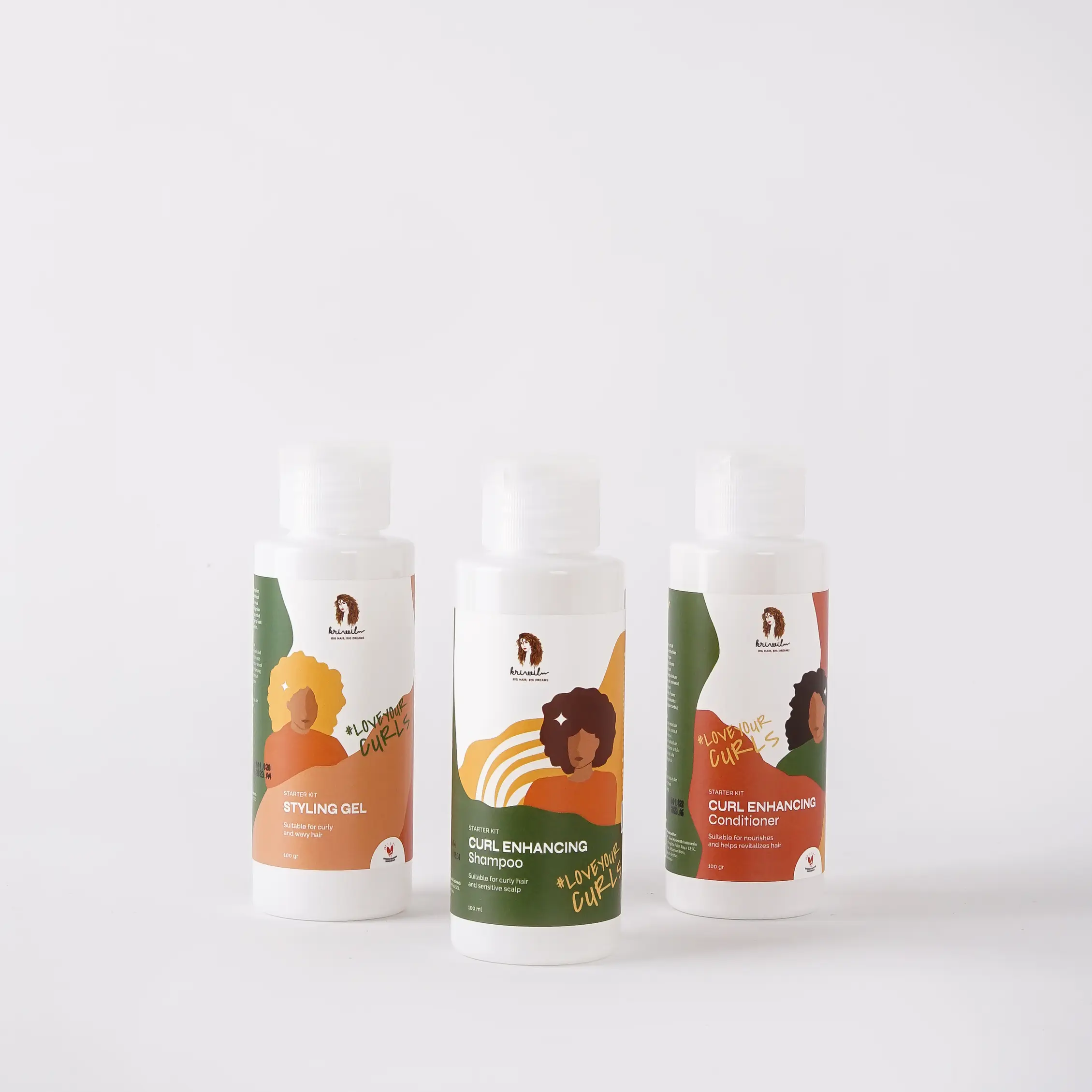 Kriwil Starter Kit - Shampoo, Conditioner & Styling Gel 100ml