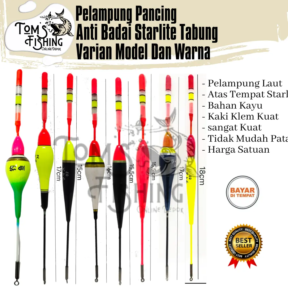 Pelampung Pumbul Pancing Anti Badai Starlite Tabung Klem Panjang (Banyak Varian Model) Murah - Toms Fishing