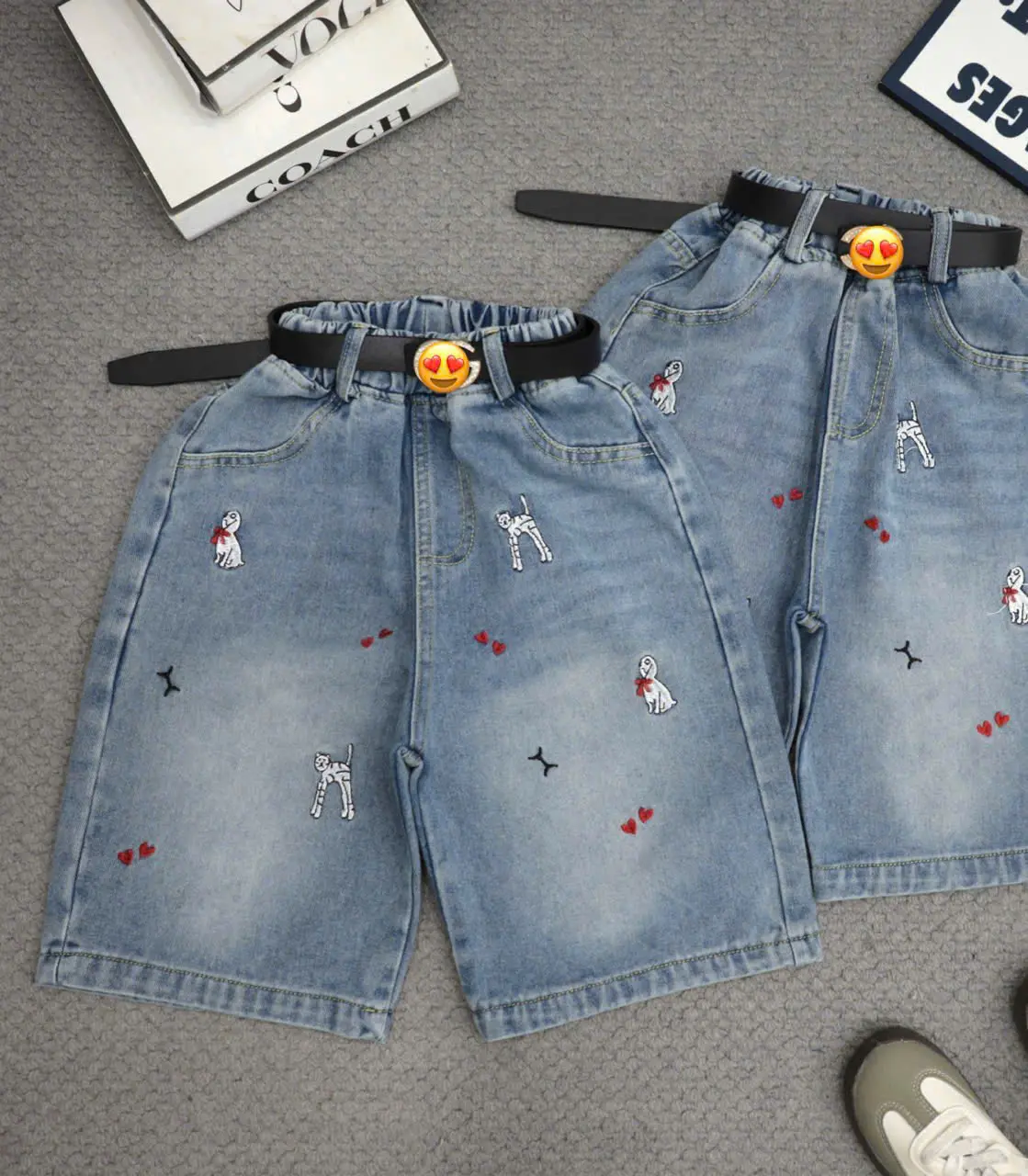 (N602) Short Jeans Bé Gái Thêu Tràn Thân, Ngang Gối, Quần Sooc Bò Bé Gái, Sành Điệu 16-50KG-JIMMY PA&BABY