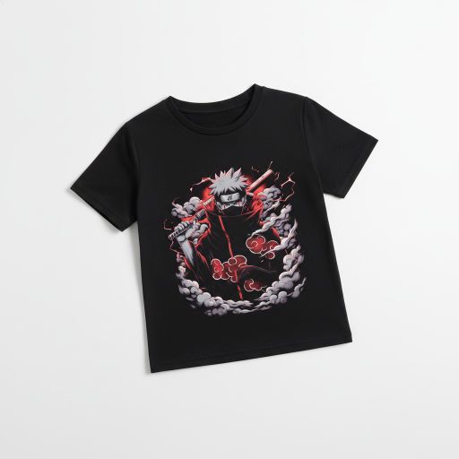 kaos anak warna hitam Naruto Akatsuki bahan tebal adem Fashion