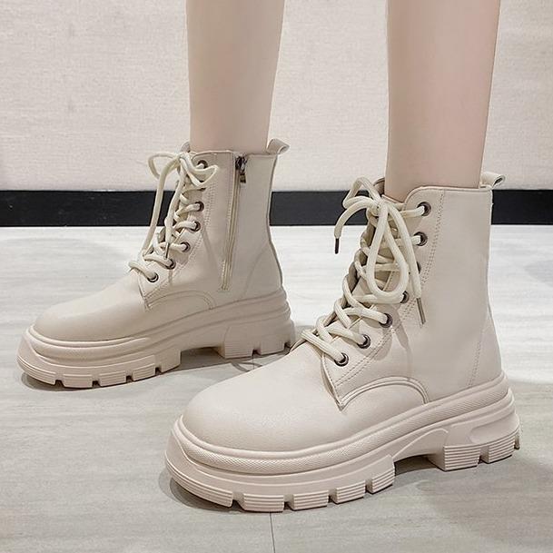 Boot Martin, JINxCHOY SHOES, Thời Trang, Cùng Phong Cách Với BLACKPINK, Buộc Dây, Đế Dày, Da PU, Thoáng Khí, Ấm Áp, Phong Cách Cơ Bản, Dành Cho Nữ, Chiều Dài Ngắn, SS24 GiàY Bốt Cổ Cao