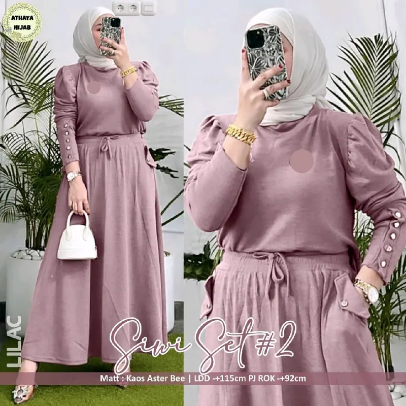 Siwi set bahan kaos premium aksen kancing fariasi Baju Muslim 6