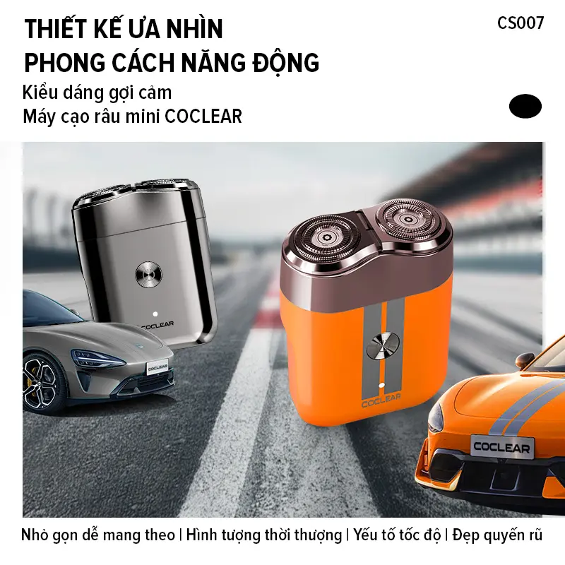 Máy cạo râu mini coclear CS007 toàn thân có thể rửa nước, sạc nhanhType-C khóa du lịch thông minh. Bảo hành một năm