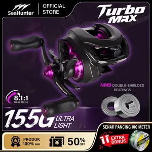 [OFFICIAL] SeaHunter Turbo MAX 8.1:1 High Gear Ratio BC Reel Pancing,Drag Clicker, 12+1 Ball Bearings Double-sealed Stainless Steel High-performance Silent Operation, Max Drag 5-8kg, Aluminum Alloy Spool &  Handle Arm, Carbon Fiber Body Baitcasting Reel