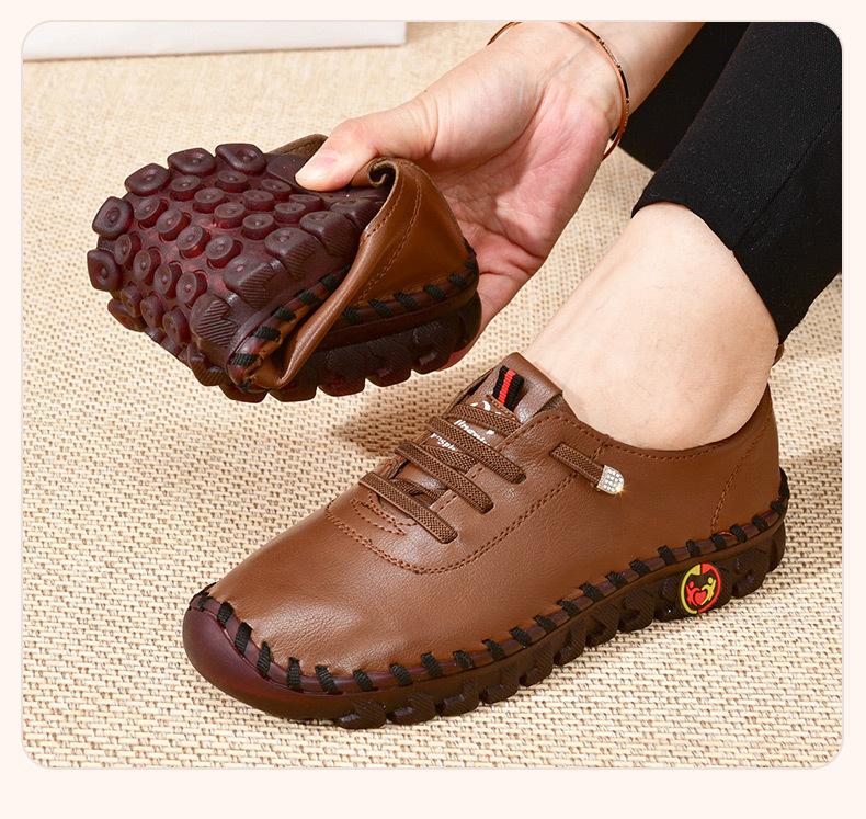 Product Introduction of Sneakers Women Shoes Leather Loafers Shoes for Women Comfortable Slip on Shoes Hand Sewing Thread Mom Shoes 26