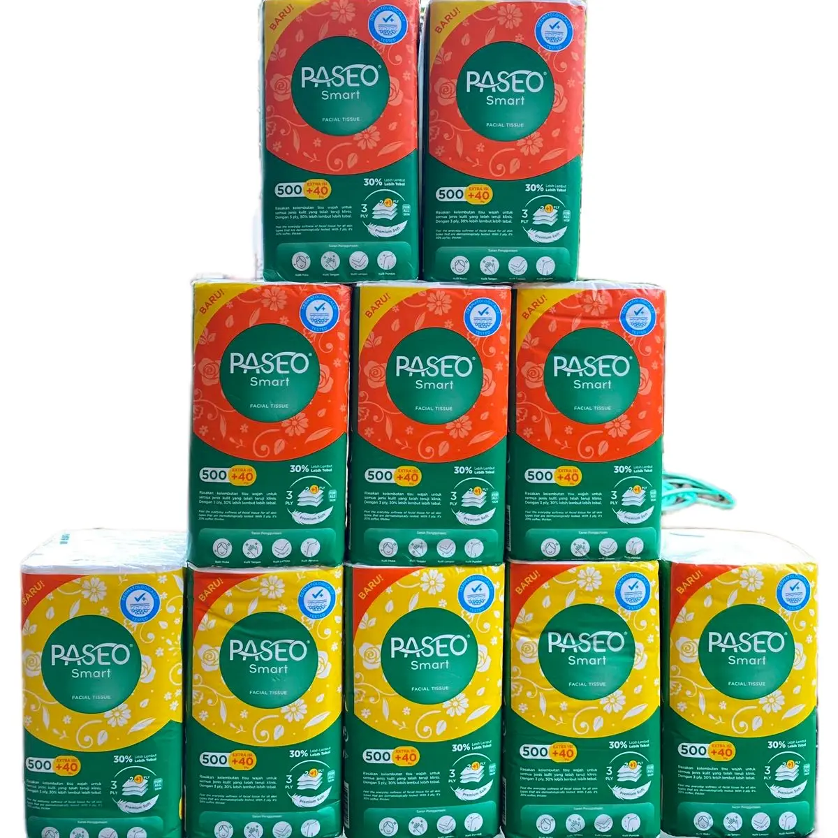 (10 PCS) TISU/TISSUE PASEO FACIAL 540 HELAI 30% LEBIH KUAT & TEBAL 3 PLY TISSUE PER LEMBAR