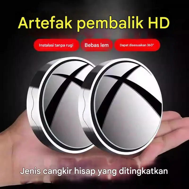 Kaca spion mobil cermin bulat kecil cangkir hisap titik buta artefak pembalik 360 derajat cermin HD cermin tambahan perubahan jalur mengemudi