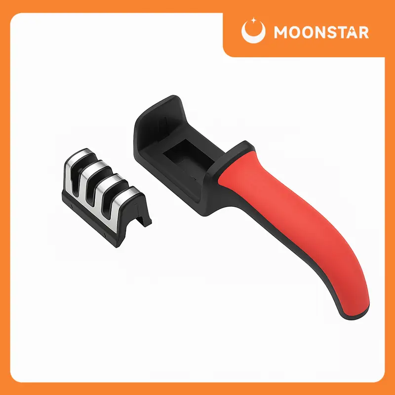 [MOON] Alat Asahan Pengasah Penajam Pisau Alat Dapur 3in1 / Alat Pengasah Pisau dan Gunting 3 in 1 Knife Steel 1