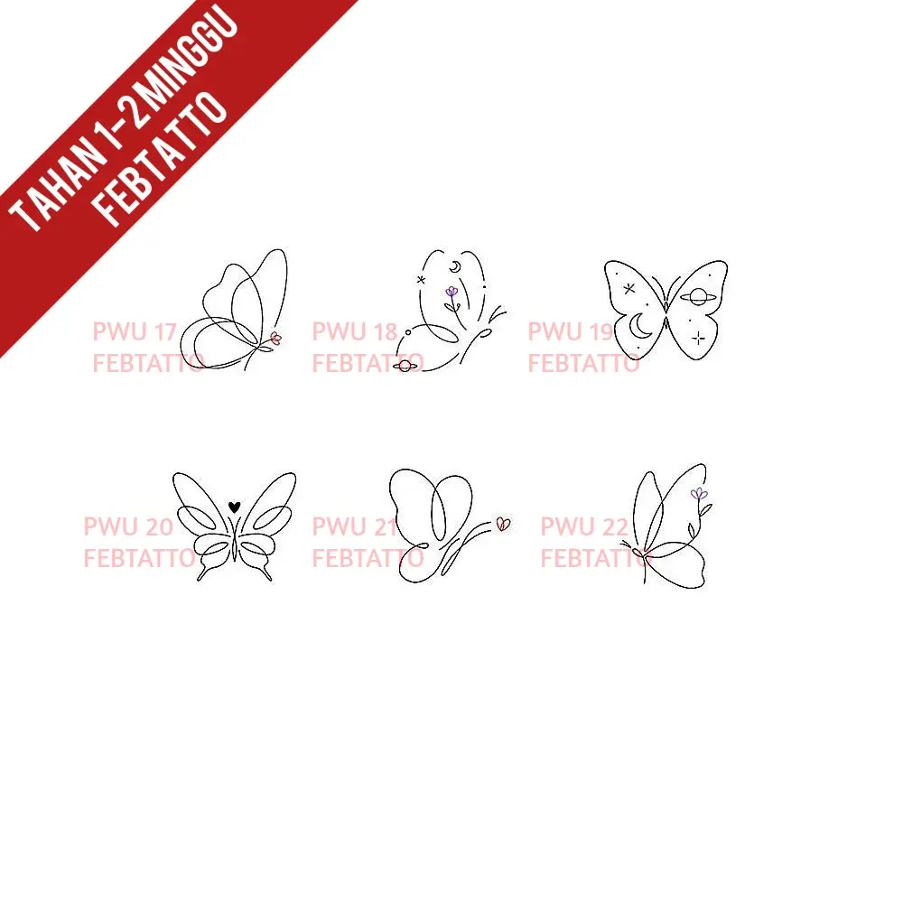 Tato Temporer tato kupu kupu stiker Tatto - PWU 17-22