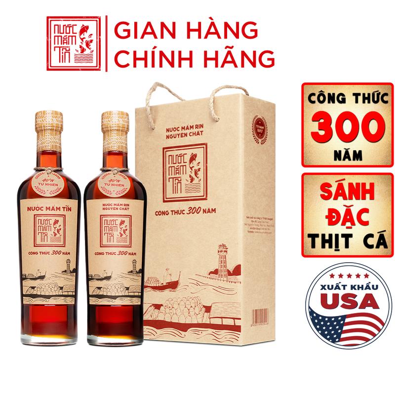 HỘP 2 Chai Nước Mắm Tĩn Nhãn Đỏ Độ Đạm 40N Chai Thủy Tinh 500ml/chai Rin Nguyên Chất Truyền Thống Sạch Không Chất Bảo Quản Nước Sốt Gia Vị
