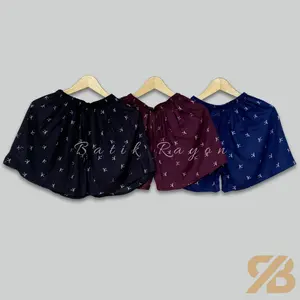 Celana Pendek Santai Wanita BB 75 Kg Hotpants Bahan Rayon Adem Motif Pita Nyaman - Celana Batik Rayon Shorts Regular