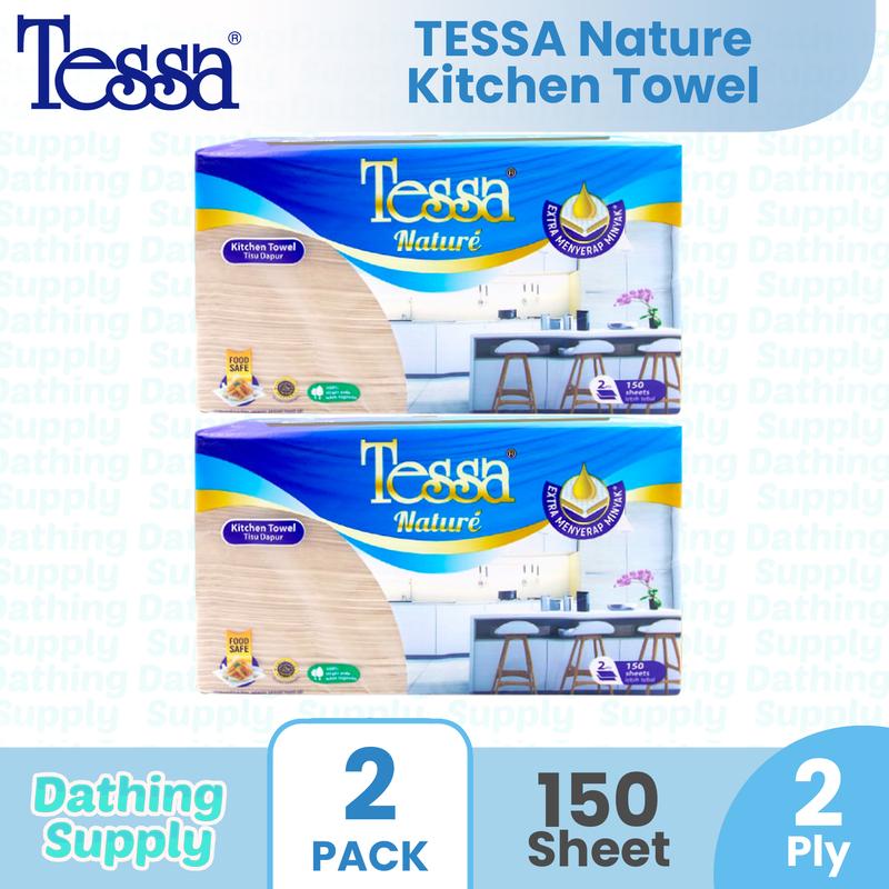 Product Introduction of ( Paket 2 PACK ) Tissue Tessa Kitchen Towel Nature Coklat Isi 150 Sheet - 2 Ply / Tisu Dapur Unbleached 150 Lembar 2