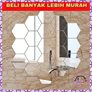 (COD) BUNDLING  1PCS 10PCS 15PCS 20PCS Stiker Cermin Dinding Anti Pecah Segi Enam Tempel Sticker