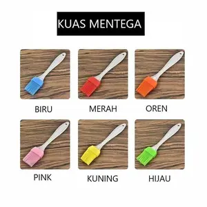 Kuas Roti Silikon / Kuas BBQ Warna Biru Merah Oren Pink Kuning Hijau untuk Memasak dan Mengoleskan Mentega
