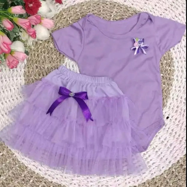 Setelan Jumpsuit dan rok tutu bayi Newborn umur 0-12 bulan Bayi Perempuan 4