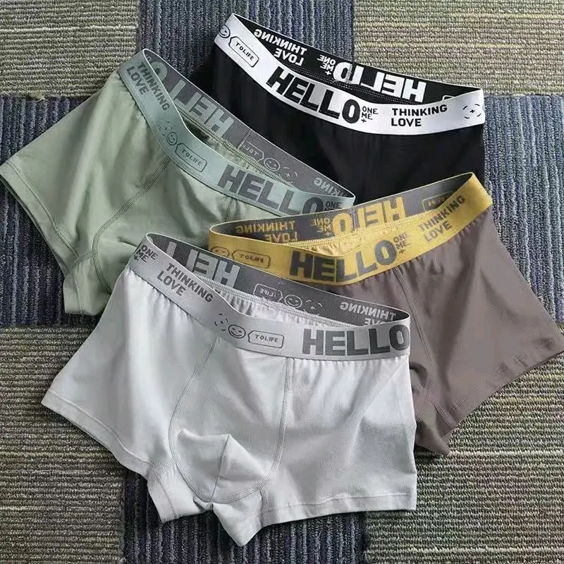 PAKET 4 PCS Celana Dalam Boxer Pria Hello Hight Quality Trendy dan Stylish Katun Spandex 2