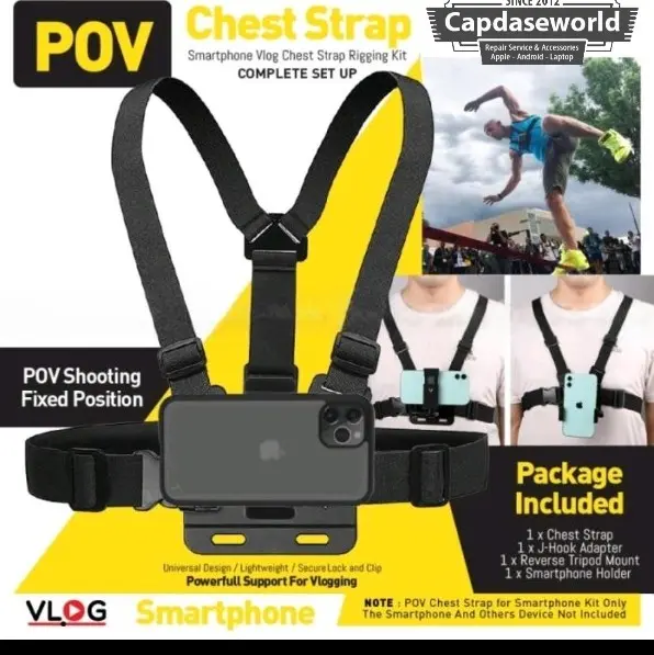 Chest Strap Handphone Set Mount Belt Holder Clip HP Dada untuk Vlog