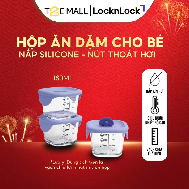 Hộp Thủy Tinh LocknLock Chén Đựng Đồ Ăn Dặm Cho Bé Nắp Silicone Tím 230ML…