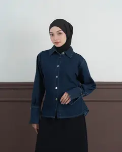 Julia Blouse Fitted Denim Premium Orimoza Julia Blouse Denim Original
