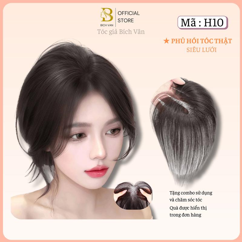 Phủ hói tóc thật siêu lưới Bích Vân tóc giả che hói phủ bạn lưới siêu mỏng 8x11cm