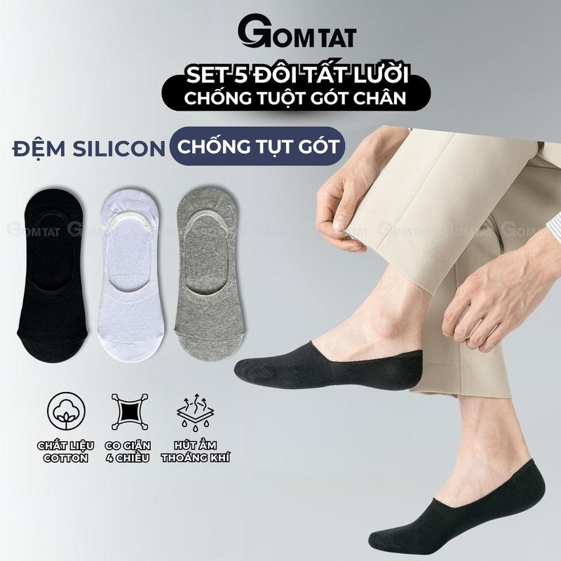 SALE Combo 5 đôi tất lười nam chất liệu cotton vớ nam đi giày lười có đệm cao su chống trượt chân Menswear