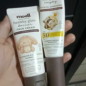 Moell Exclusive Combo-Hair Lotion 100ml  & Body Lotion 185gr & Face Cream 40gr & Physical Sunscreen 30gr - Skincare Dengan Microbiome Teknologi