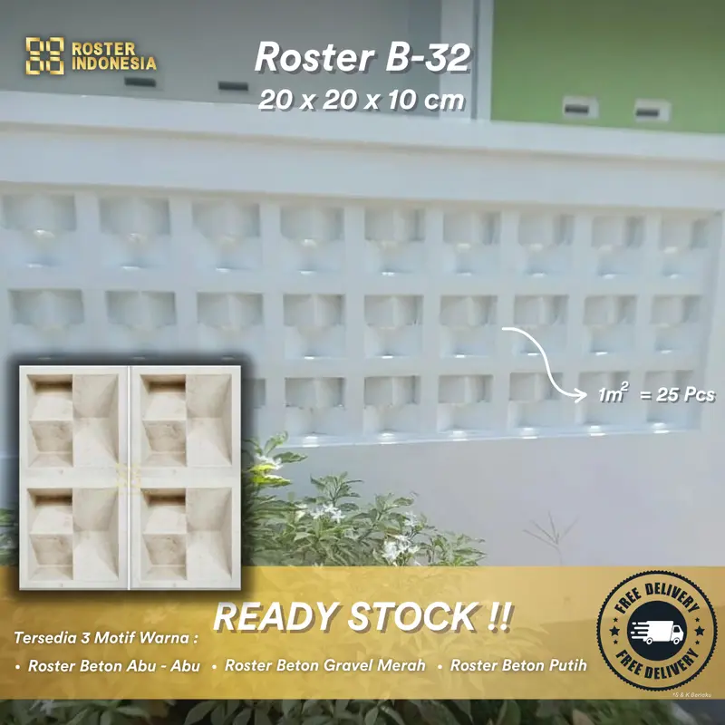 Roster Dua Sisi, Roster Beton Dua Sisi, Ukuran 20 x 20, Roster Indonesia 6