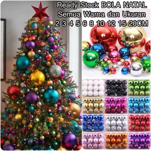 Bola Natal 2CM 3CM 4CM 5CM 6CM 8CM Hiasan Aksesoris Gantungan Natal