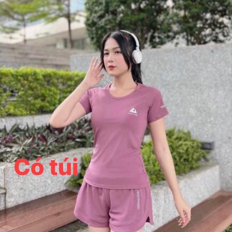 ( có túi ở lớp quần trong )Bộ tập gym yoga aerobic set chạy bộ đồ bơi áo cộ quần 2 lớp Sport Top Tập Thể Dục đạp xe đánh cầu