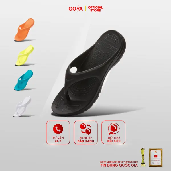 Dép Thể Thao Chạy Bộ Goya Flip Full Màu Năm 2025 Đen - Phần Đế Eva Cao Cấp Mềm Mại, Chống Trượt Phù Hợp Cho Nam Nữ Đi Bộ, Tập Thể Dục