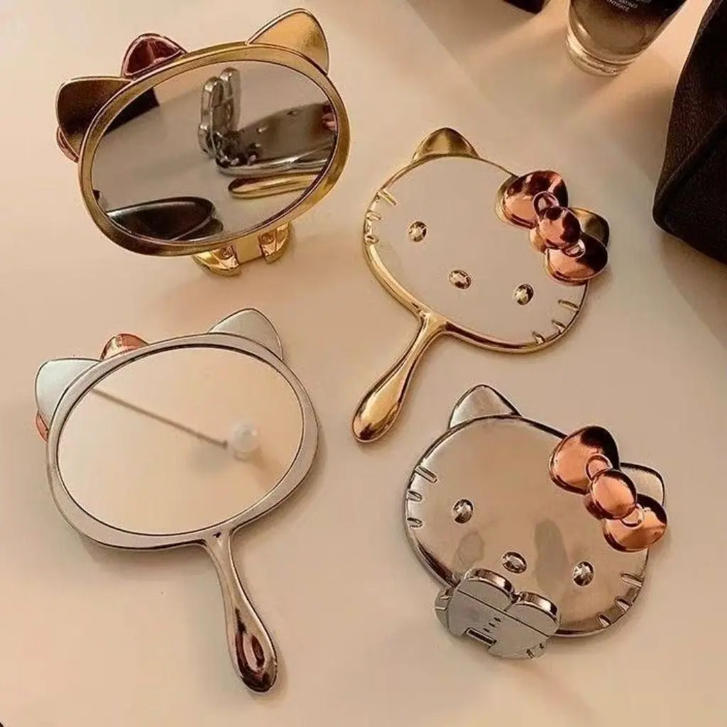 [GAMORA] Kaca Hello Kitty Portable Mini Mirror Cermin Gagang Mini Hand Mirror Makeup Travel Cute