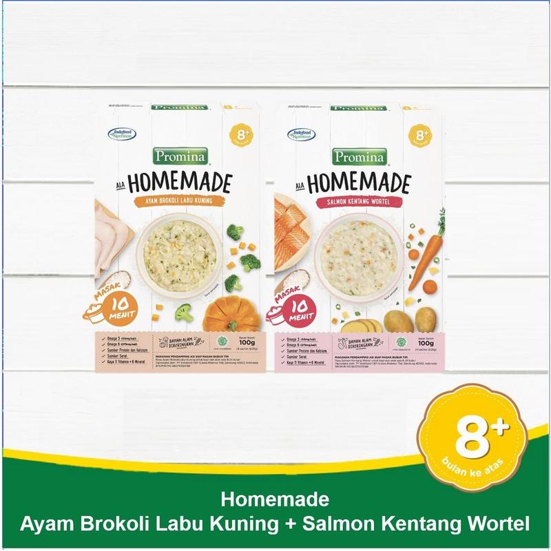 Promina Homemade Bubur Bayi MPASI 8+ Ayam Brokoli Labu Salmon Kentang Wortel Box 100 g 2