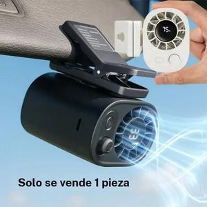 Ventilador de clip para automóvil sin función de enfriamiento con pantalla LED, rotación de 360°, 100 velocidades ajustables, batería personal recargable por USB de 1800 mAh, ajuste continuo de velocidad, botón de carga.