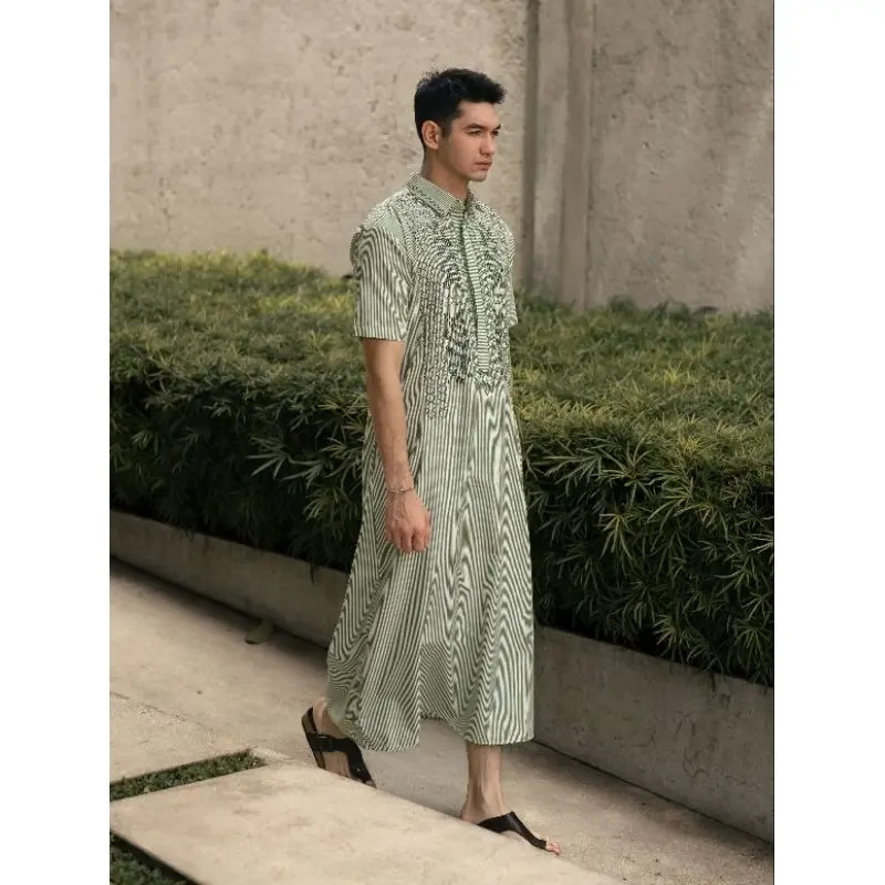 Gamis Salur Kombinasi Bordir Pria NUC.ID Zafran 02 (Hijau Sage) 2