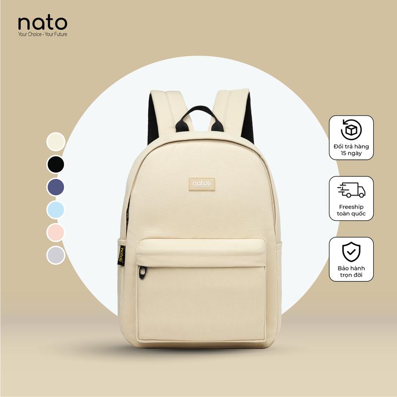 balo đi học đơn giản Natoli nam nữ vải canvas cao cấp nhiều ngăn chống nước Balo Basic Backpack B2